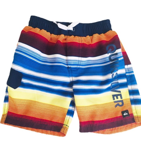 QUICKSILVER Stripe Shorts With Drawstring Waistband Orange/Blue Boys Age 18M - Picture 1 of 8